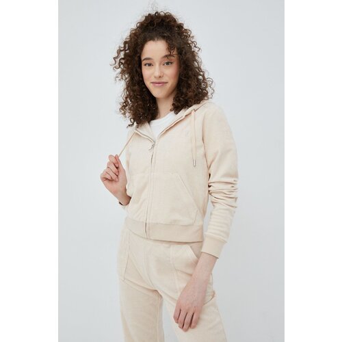 Juicy Couture Dukserica za žene, boja: bež, s kapuljačom, glatka Slike