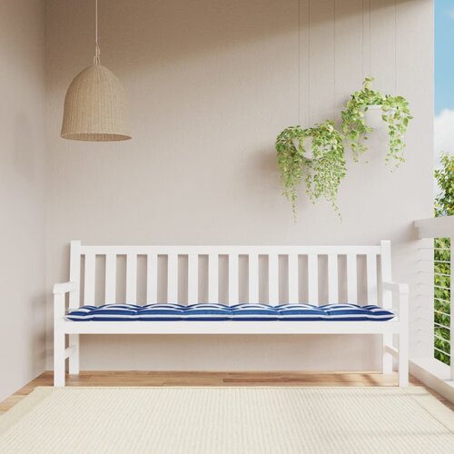 VidaXL Blazina za vrtno klop modre in bele črte 200x50x7 cm blago Slike
