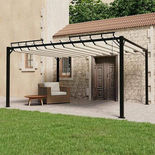 vidaXL paviljon z rešetkasto streho 3x4 m krem blago in aluminij Cene