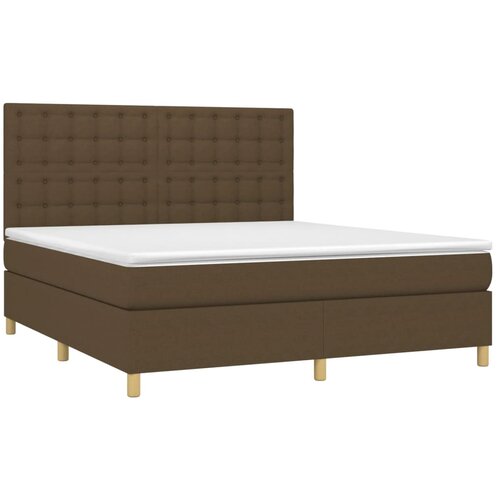  box spring s madracem LED tamnosmeđi 180x200 cm tkanina Slike