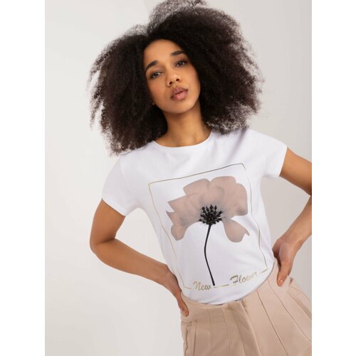 Fashion Hunters White women's T-shirt with BASIC FEEL GOOD print Slike