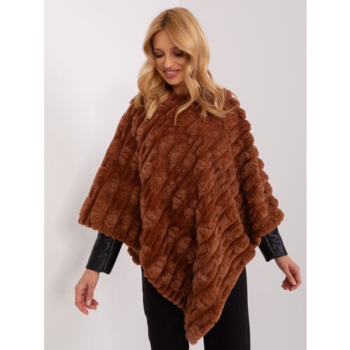 Fashion Hunters Light brown women&amp;#039;s poncho with lining Slike