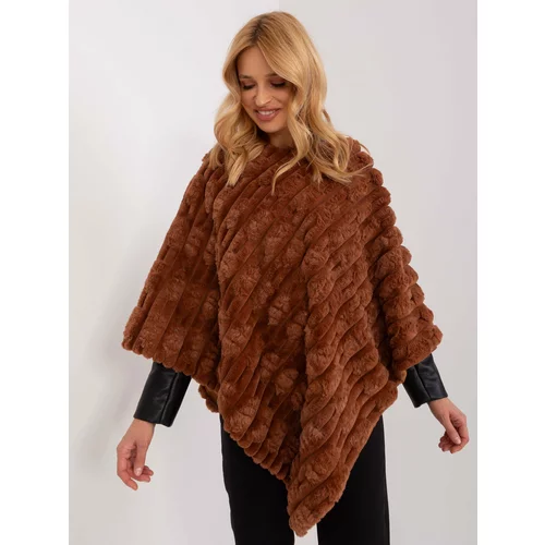 Fashion Hunters Light brown women's poncho with lining