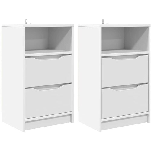  Noćni ormarići 2 pcs Bijelo 40 x 30 x 467 cm Konstruirano drvo Slike