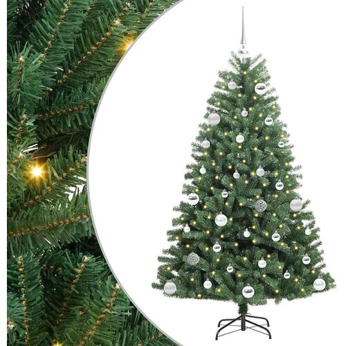 VidaXL Umjetno božićno drvce s nogom Zelena 150 cm PVC i metal Slike
