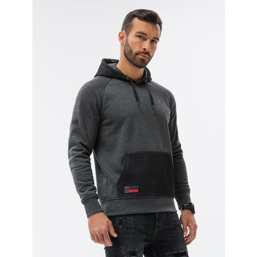 Ombre Men's combined materials HOODIE sweatshirt - graphite Cene