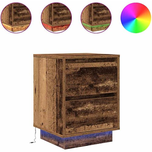Maison Chic Nočna omarica - Nočna miza z LED lučmi Stari les 38x34x50 cm, (21687300) Slike