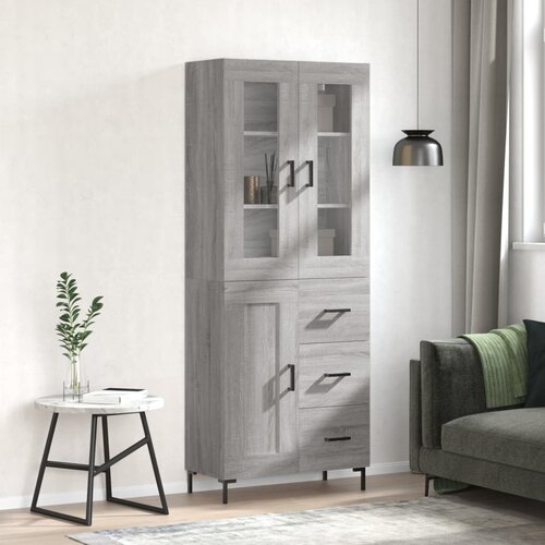 vidaXL Visoka komoda siva sonoma 69,5x34x180 cm inženirski les Cene