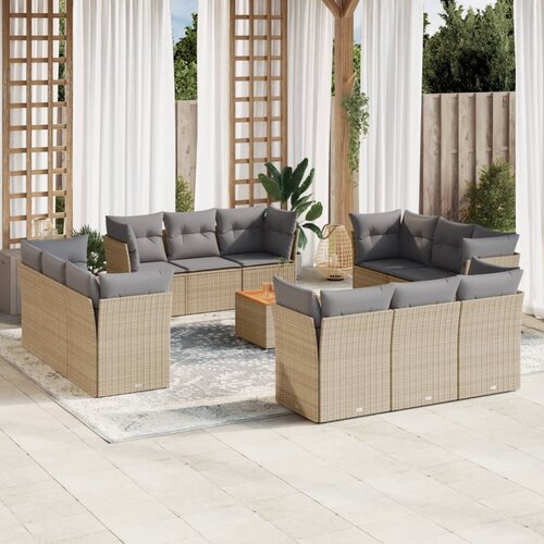 vidaXL 13-dijelni set vrtnih sofa s jastucima bež od poliratana Cene