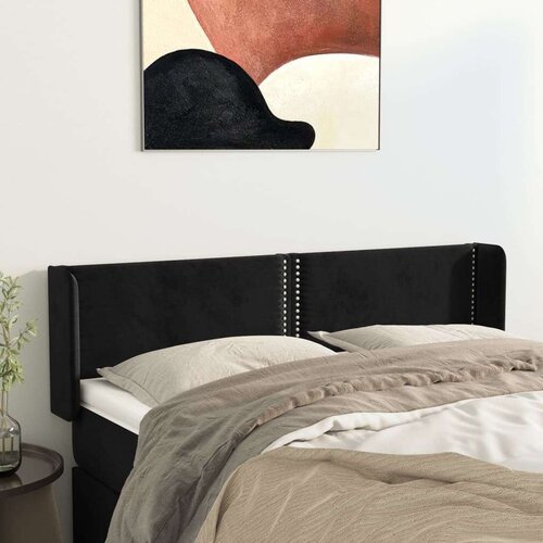  Vzglavje z ušesi črno 147x16x78/88 cm žamet, (20932550) Cene