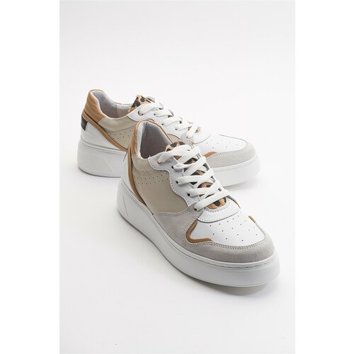 LuviShoes Sette Beige Multi Women's Sports Shoes From Genuine Leather. Slike
