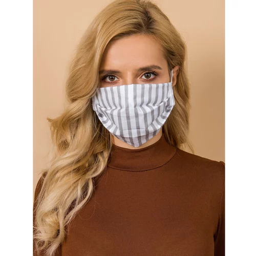 Fashion Hunters White and gray cotton mask with stripes