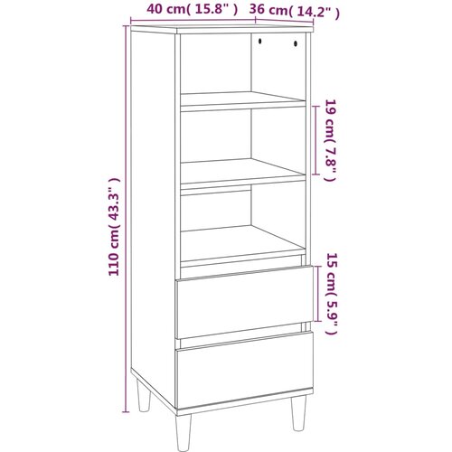  Visoka komoda boja hrasta 40x36x110 cm od konstruiranog drva Slike