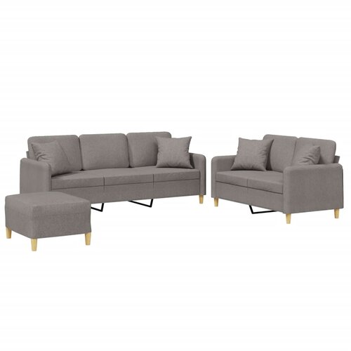 VidaXL 3-dijelni set sofa s jastucima smeđesivi od tkanine Slike