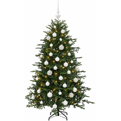  Umjetno božićno drvce s kuglicom 120 cm 150 LED lampica - 120 cm s LED žaruljama i bijelim kuglicama Slike