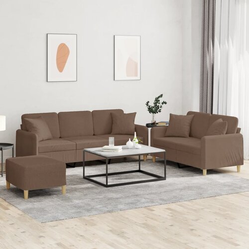  3-dijelni set sofa s jastucima smeđi od tkanine Cijene