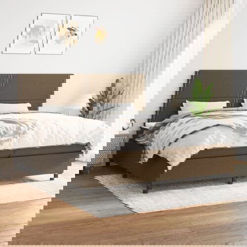The Living Store Box spring postelja z vzmetnico temno rjav 200x200 cm blago - Box Spring Postelja, (21520798) Cene