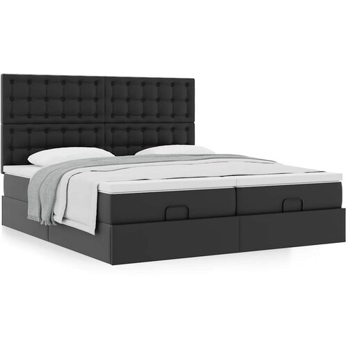VidaXL Otomanski okvir kreveta s madracima crni 180x200cm umjetna koža Slike