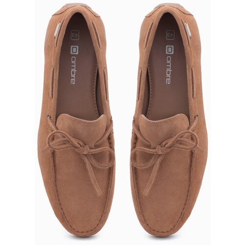 Ombre Men&amp;#039;s moccasin leather shoes with thong and driver sole - brown Slike