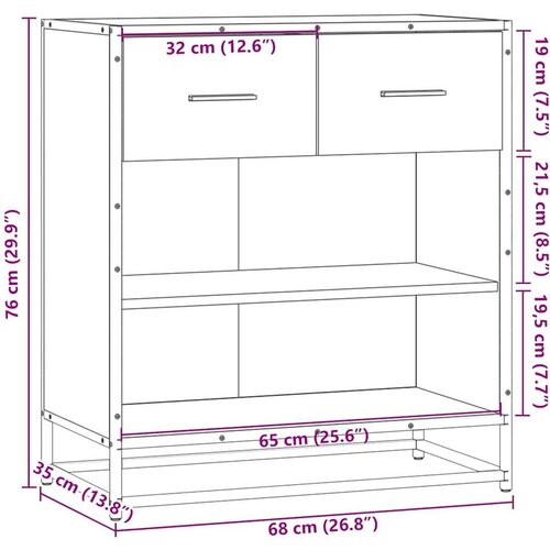VidaXL Komoda boja hrasta 68x35x76 cm konstruirano drvo Slike