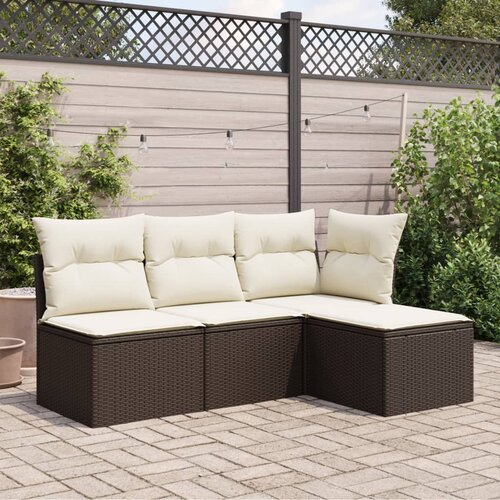  Vrtni tabure s jastukom smeđi 55 x 55 x 37 cm od poliratana Slike
