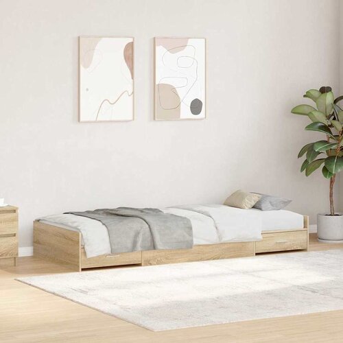 VidaXL s uzglavljem s ladicama Sonoma hrast 80 x 200 cm Konstruirano drvo Slike
