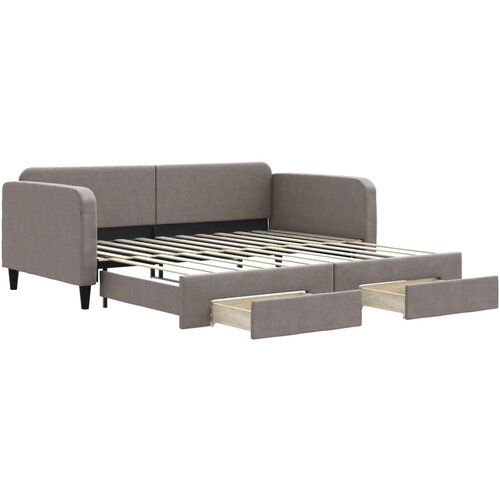 VidaXL Dnevni krevet na razvlačenje smeđesivi 100 x 200 cm od tkanine Slike