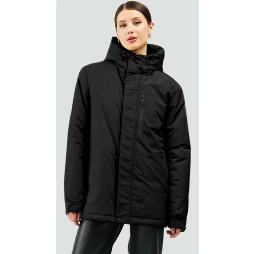 River Club Women's Thick Lined Water And Windproof Hooded Winter Black Coat & Parka