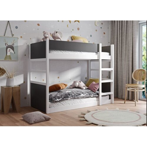 Molarem Home Drveni dječji krevet na kat Simon - bijeli - grafit - 180x80 cm - Bez madraca Cijene