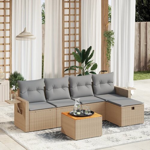 vidaXL 6-dijelni set vrtnih sofa s jastucima bež od poliratana Cijene