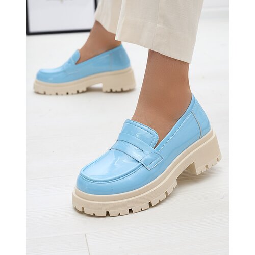 Resti Blue lacquered moccasins for women Noppel Slike
