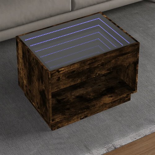 VidaXL Klubska mizica z neskončnimi LED dimljen hrast 70x50x50 cm Slike