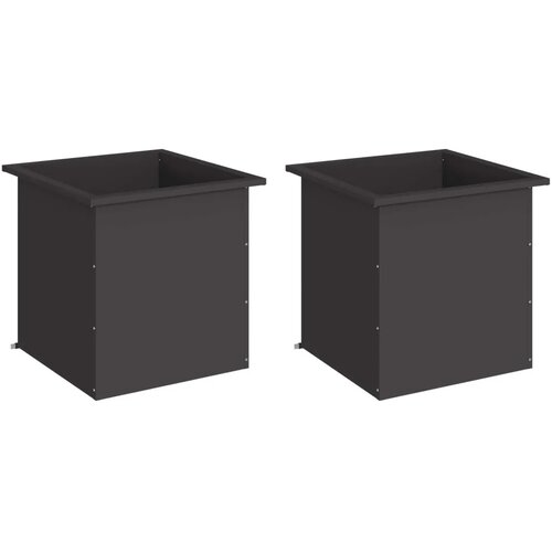  Vrtna posuda za sadnju s LED svjetlom 2 kom. Crna - Crna 50 x 50 x 48 cm 2 Slike