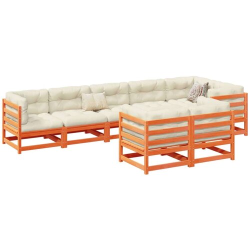  8-dijelni set vrtnih sofa s jastucima voštano smeđi od borovine Cijene