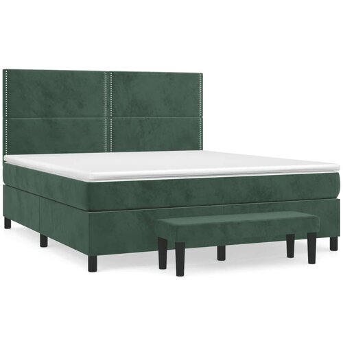 vidaXL Box spring postelja z vzmetnico temno zelena 160x200 cm žamet, (20900318) Cene