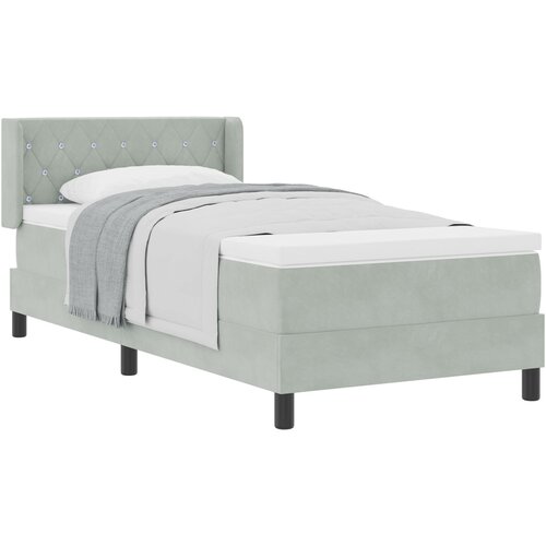 VidaXL Postelja s vzmetnico Svetlo siva 90x200 cm Žamet Slike