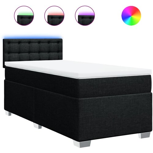 vidaXL Box spring postelja z vzmetnico črna 90x200 cm blago, (21291832) Cene