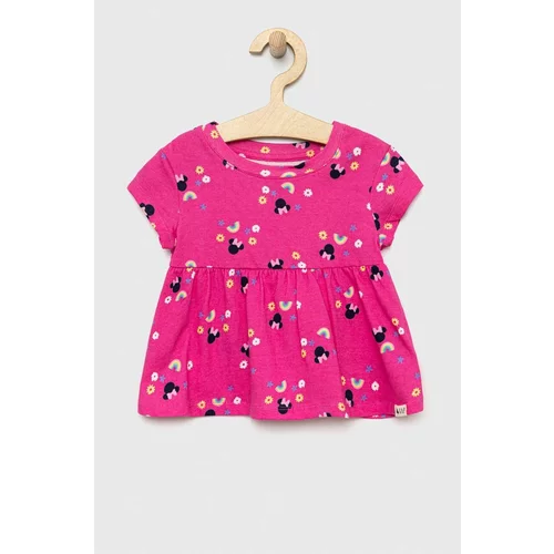 GAP Otroška bombažna kratka majica x Disney roza barva