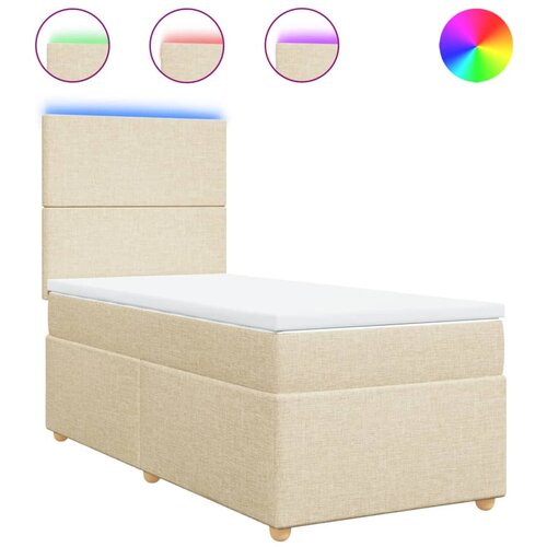 VidaXL Box spring postelja z vzmetnico krem 90x190 cm blago, (21291012) Slike