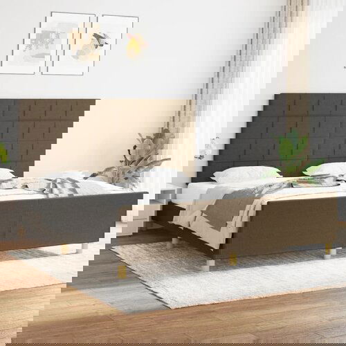 The Living Store Posteljni okvir z vzglavjem temno rjav 180x200 cm blago - Posteljni Okvir Z Vzglavjem, (21524427) Slike