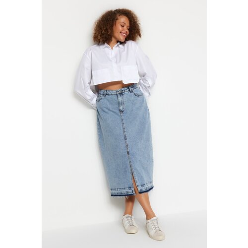Trendyol Curve Plus Size Skirt - Blue - Midi Cijene