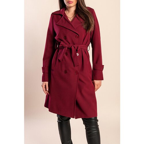 Fenzy Eleganten Trenčkot Z Gumbi, Bordo Cene