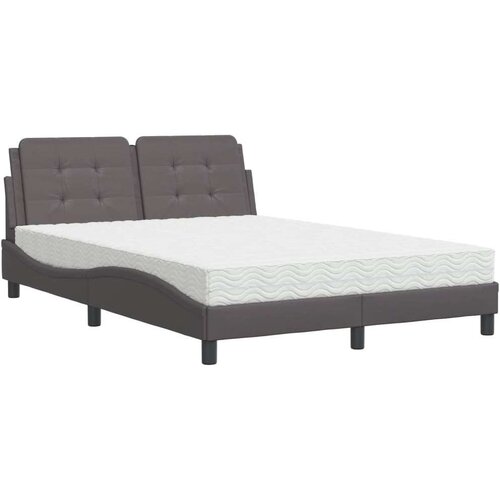  Krevet s madracem sivi 140x190 cm od umjetne kože Slike