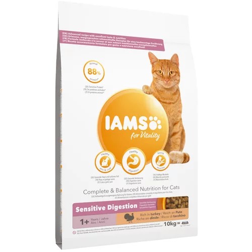 IAMS 10 kg / 15 kg suha mačja hrana po posebni ceni! - Sensitive Digestion Adult & Senior s puranom 10 kg