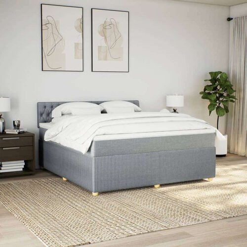 VidaXL Krevet s oprugama i madracem svjetlosivi 180x200 cm od tkanine Slike