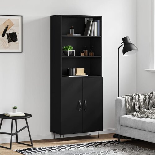 vidaXL Visoka komoda črna 69,5x34x180 cm inženirski les Cene