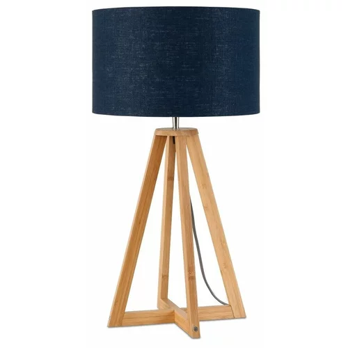 Good&Mojo Stolna lampa s plavim sjenilom i Good & Mojo Everest bambusovom konstrukcijom
