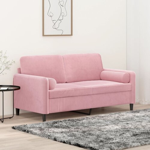 VidaXL kavč dvosed z okrasnimi blazinami roza 140 cm žamet Slike