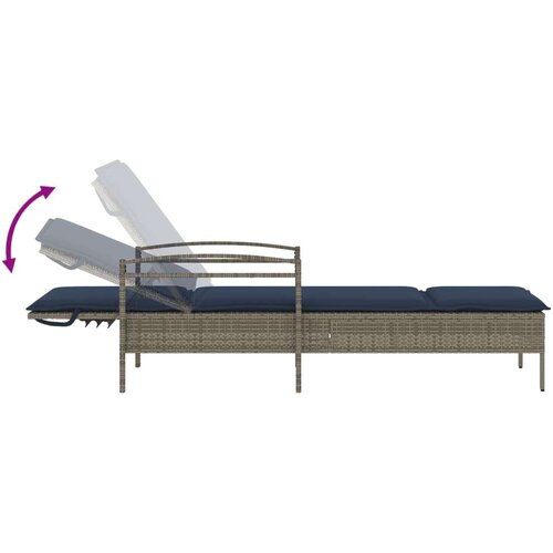 VidaXL Ležaljka za sunčanje s jastukom siva 63x200x81 cm poli ratan (samo za SAD) Slike
