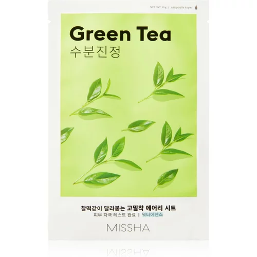 MISSHA Airy Fit Green Tea pomirjevalna tekstilna maska z vlažilnim učinkom 19 g